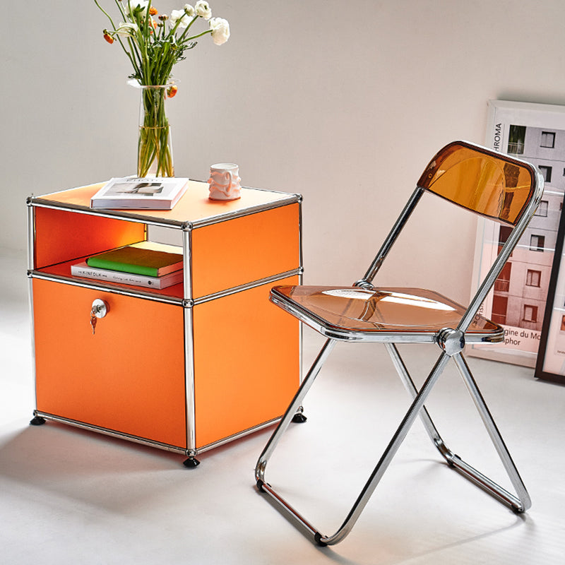 Chaise de salle à manger contemporaine sans accoudoirs, chaise latérale pliante à dossier ouvert avec pieds en métal