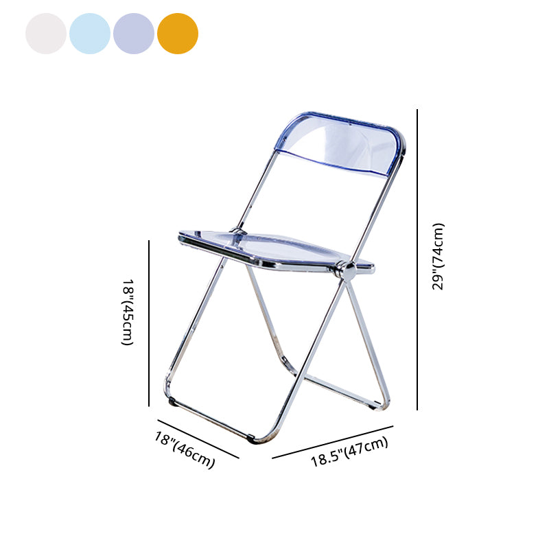 Chaise de salle à manger contemporaine sans accoudoirs, chaise latérale pliante à dossier ouvert avec pieds en métal