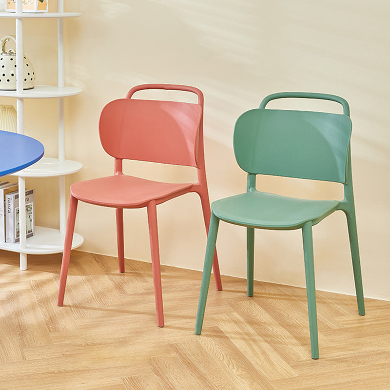 Silla de comedor de plástico de estilo contemporáneo, silla lateral sin brazos para cocina