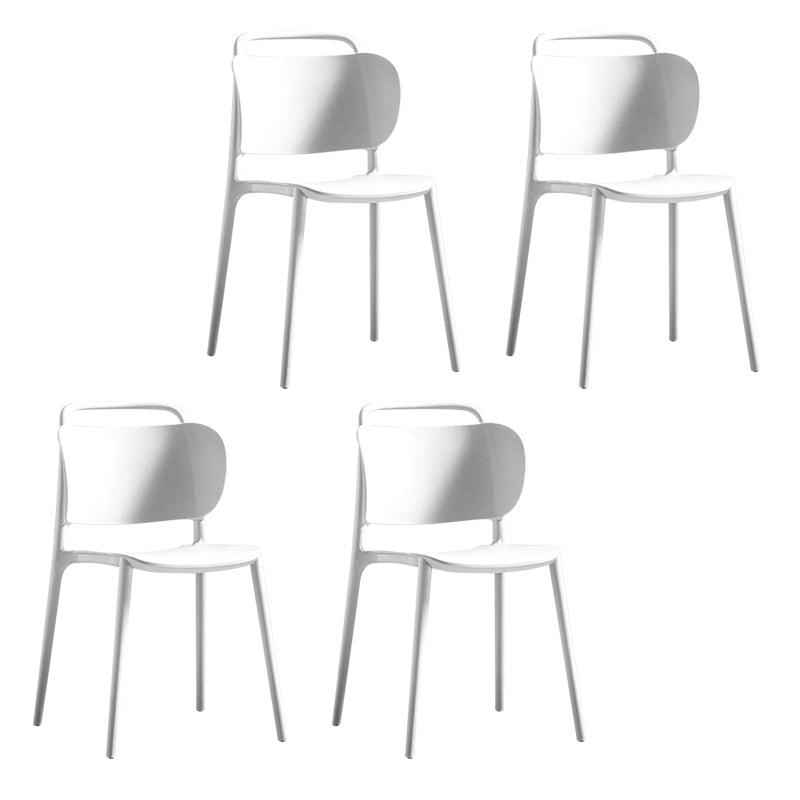 Silla de comedor de plástico de estilo contemporáneo, silla lateral sin brazos para cocina