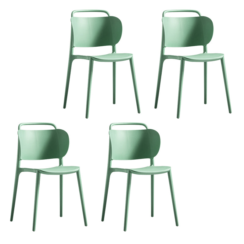 Silla de comedor de plástico de estilo contemporáneo, silla lateral sin brazos para cocina