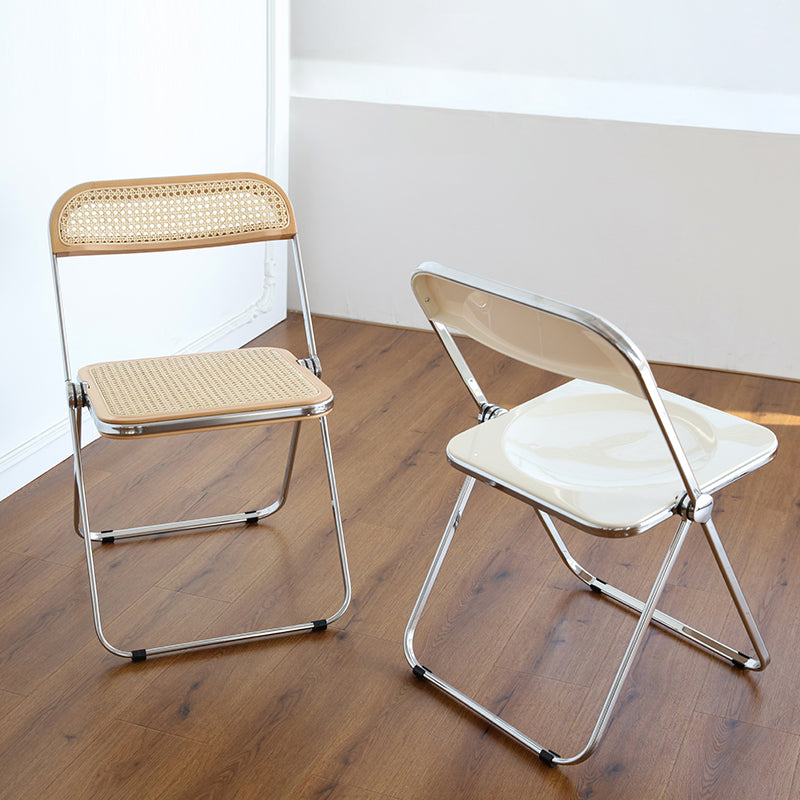 Silla de comedor plegable moderna, sillas de comedor de metal sin brazos para uso en restaurantes