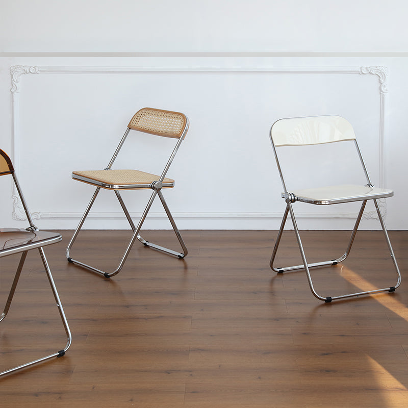 Silla de comedor plegable moderna, sillas de comedor de metal sin brazos para uso en restaurantes