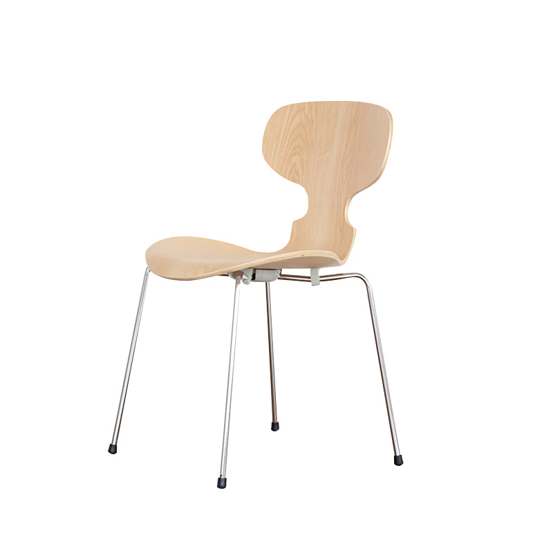 Silla de comedor de metal moderno, silla lateral de comedor de madera para uso en restaurantes