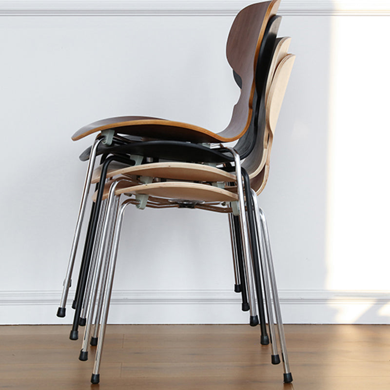 Silla de comedor de metal moderno, silla lateral de comedor de madera para uso en restaurantes