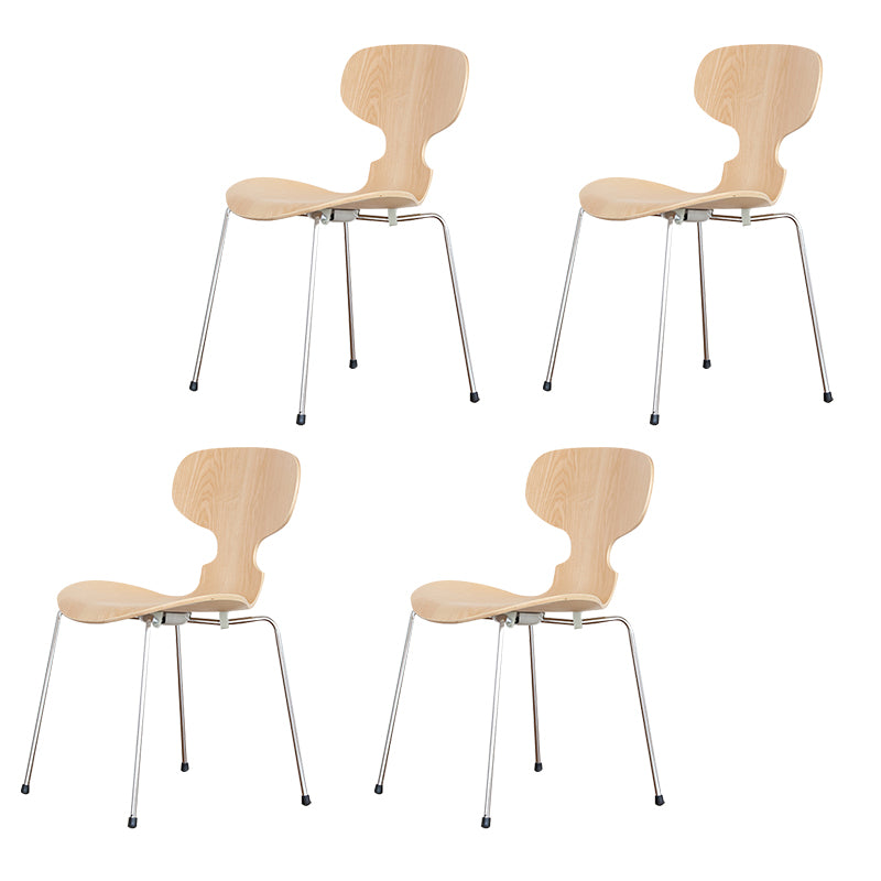 Silla de comedor de metal moderno, silla lateral de comedor de madera para uso en restaurantes