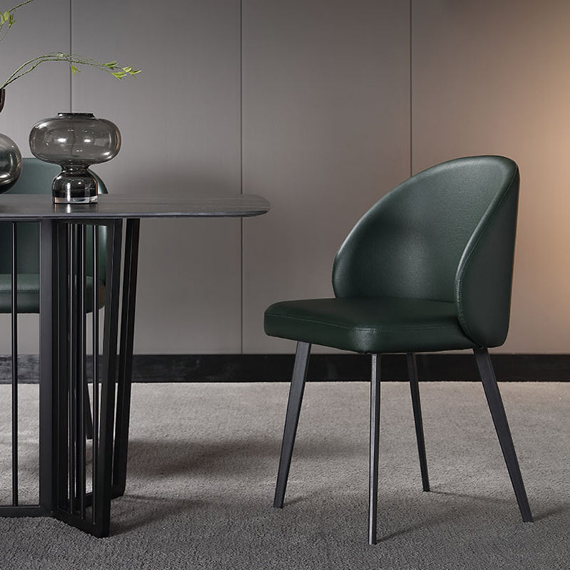 Silla de comedor de estilo moderno, silla auxiliar de cocina sin brazos con patas de metal