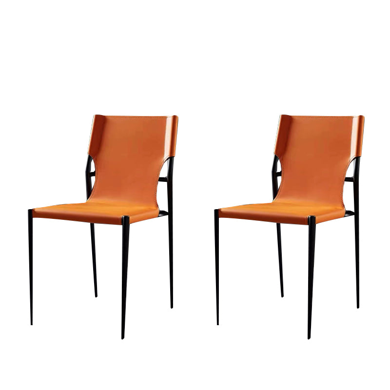 Silla lateral de cuero de diseñador para cafetería, silla de comedor con respaldo sólido