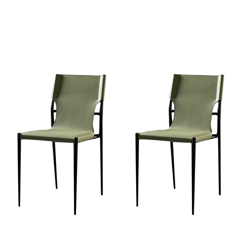 Silla lateral de cuero de diseñador para cafetería, silla de comedor con respaldo sólido