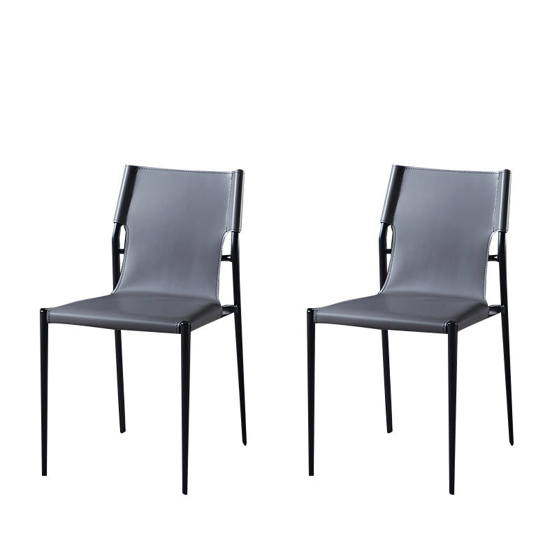 Silla lateral de cuero de diseñador para cafetería, silla de comedor con respaldo sólido