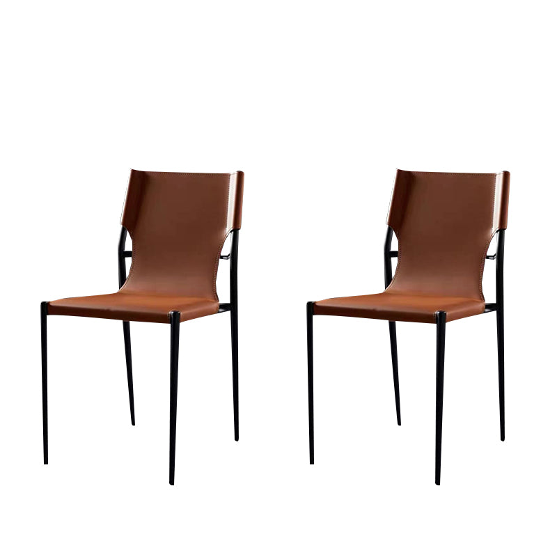 Silla lateral de cuero de diseñador para cafetería, silla de comedor con respaldo sólido