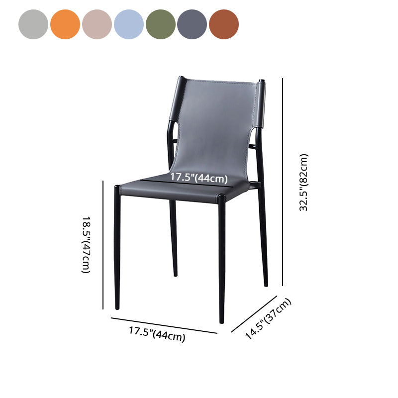 Silla lateral de cuero de diseñador para cafetería, silla de comedor con respaldo sólido