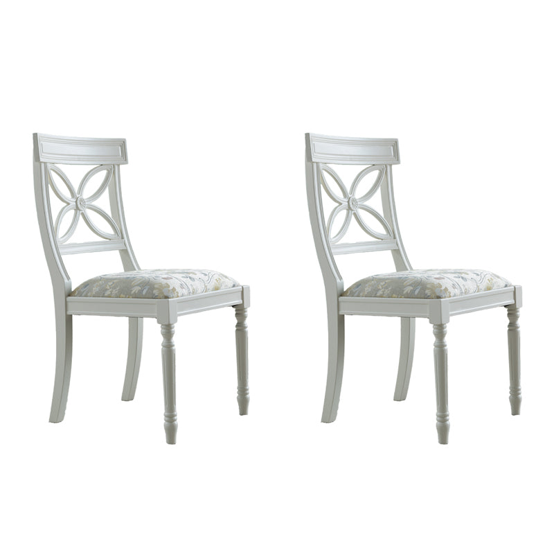 Silla lateral casera tapizada tradicional Sillas de comedor Queen Anne blancas