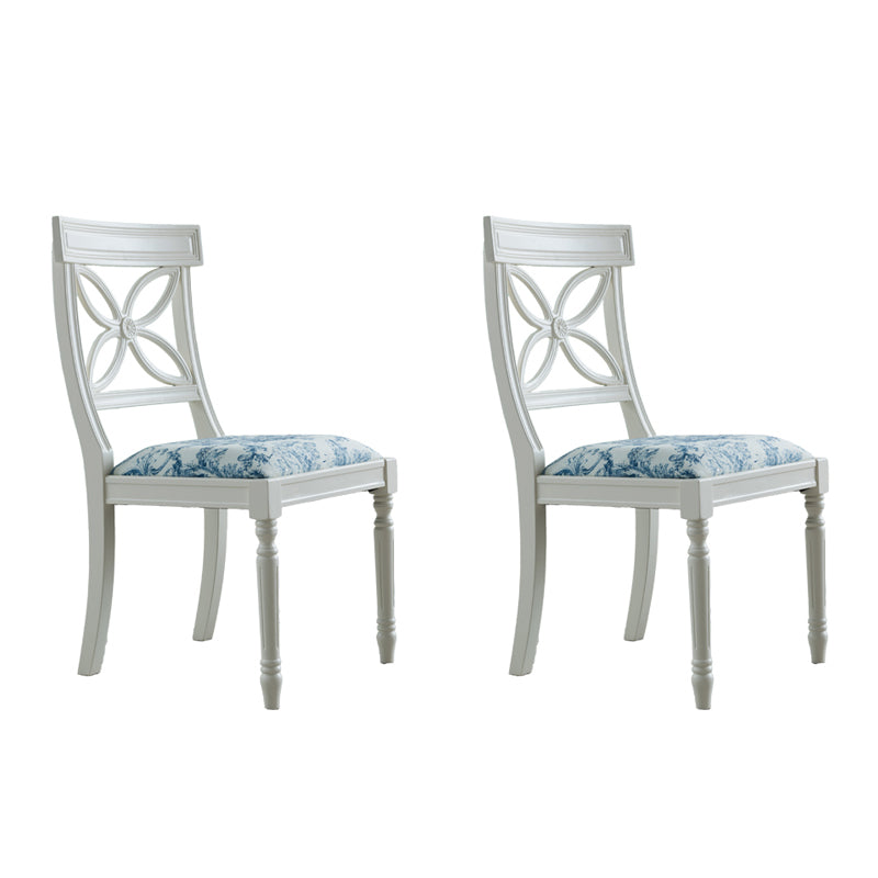 Silla lateral casera tapizada tradicional Sillas de comedor Queen Anne blancas
