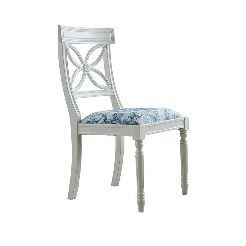 Silla lateral casera tapizada tradicional Sillas de comedor Queen Anne blancas