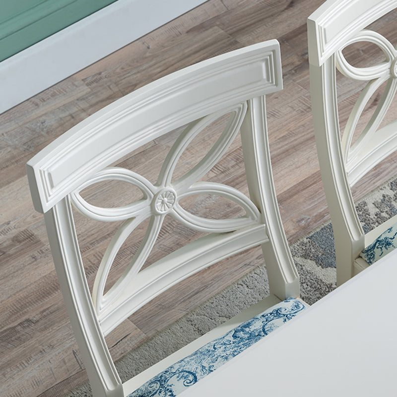 Silla lateral casera tapizada tradicional Sillas de comedor Queen Anne blancas