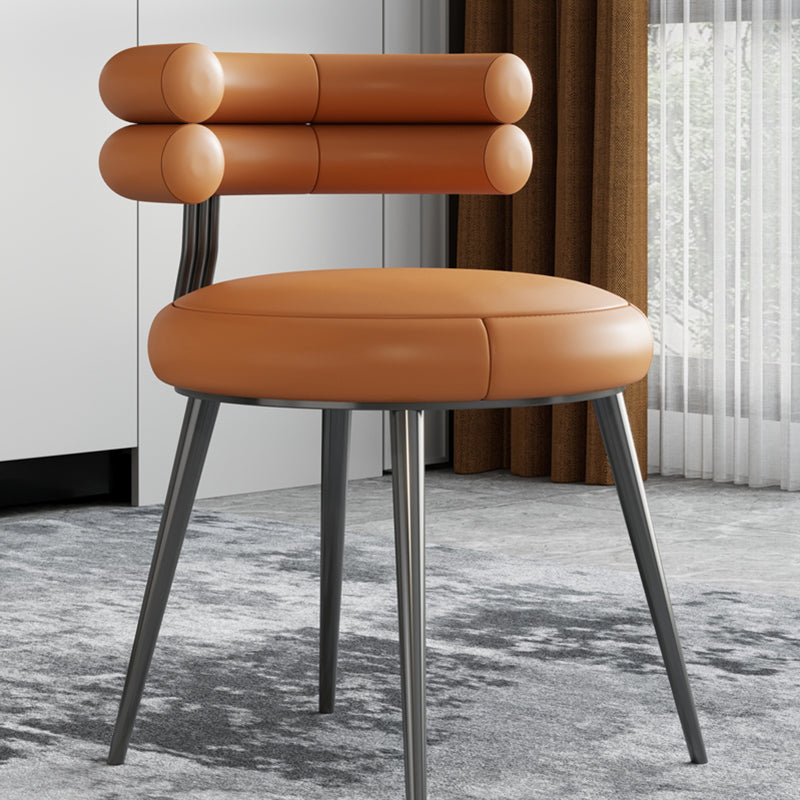 Silla de comedor de cuero con respaldo abierto, silla lateral para sala de conferencias, estilo diseñador