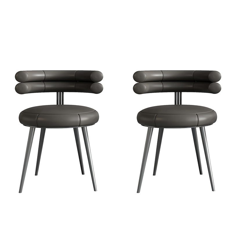 Silla de comedor de cuero con respaldo abierto, silla lateral para sala de conferencias, estilo diseñador