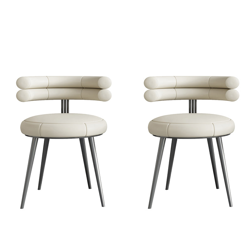 Silla de comedor de cuero con respaldo abierto, silla lateral para sala de conferencias, estilo diseñador