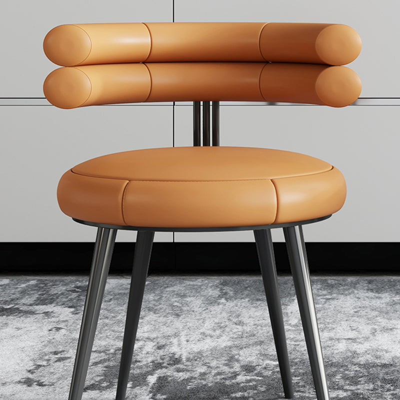 Silla de comedor de cuero con respaldo abierto, silla lateral para sala de conferencias, estilo diseñador
