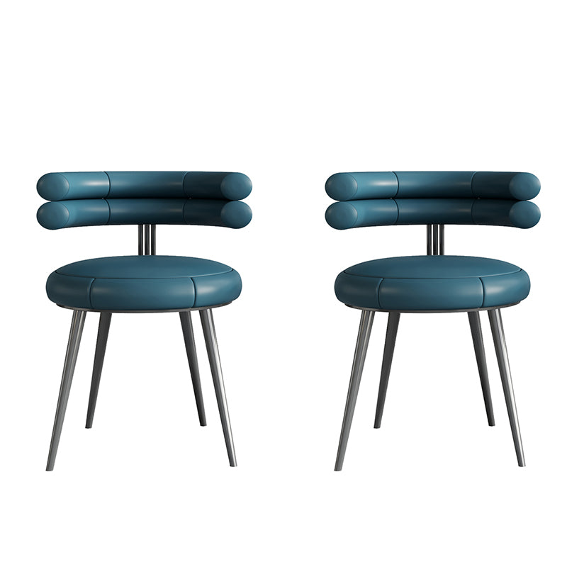 Silla de comedor de cuero con respaldo abierto, silla lateral para sala de conferencias, estilo diseñador
