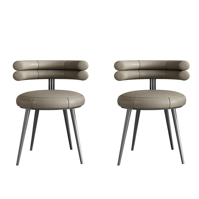 Silla de comedor de cuero con respaldo abierto, silla lateral para sala de conferencias, estilo diseñador