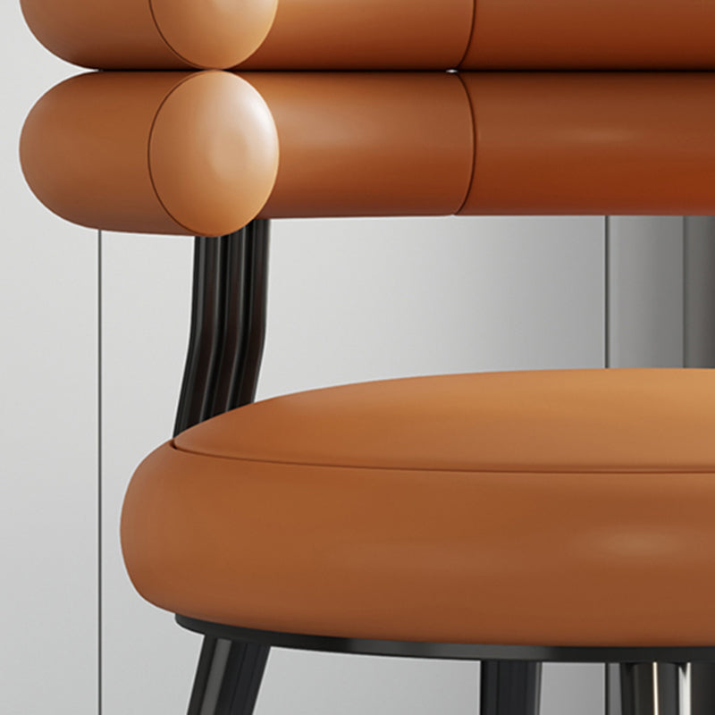 Silla de comedor de cuero con respaldo abierto, silla lateral para sala de conferencias, estilo diseñador