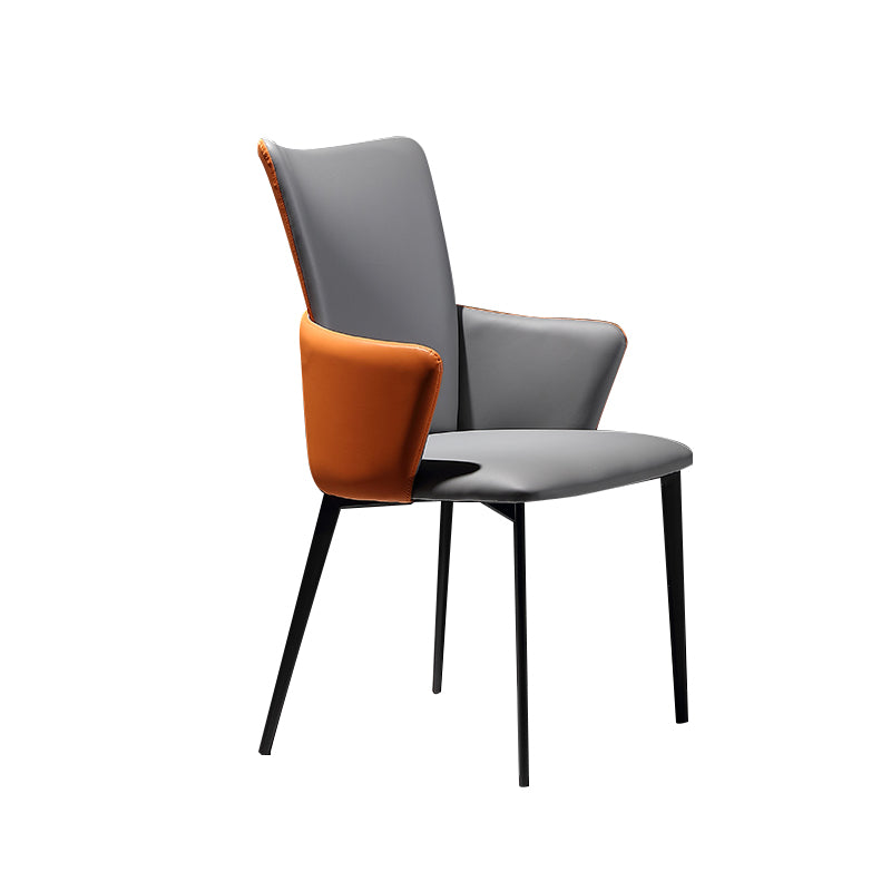 Sillas de comedor de estilo moderno, sillas laterales con brazos y patas de metal para cocina