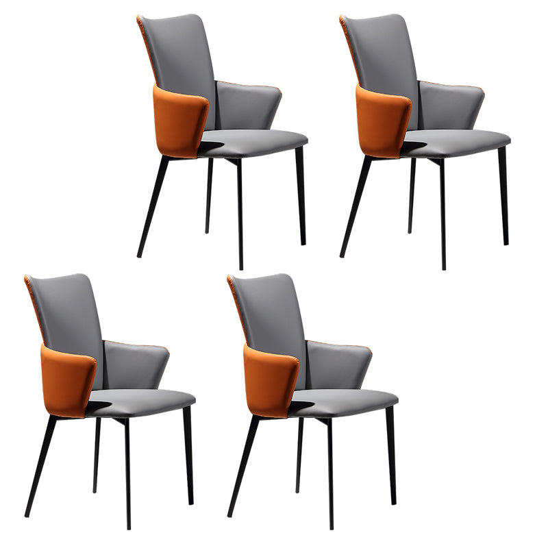 Sillas de comedor de estilo moderno, sillas laterales con brazos y patas de metal para cocina