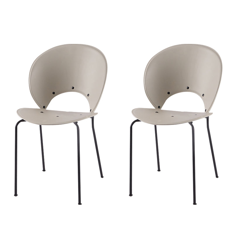 Sillas de comedor de estilo moderno, sillas laterales sin brazos con respaldo abierto y patas de metal para cocina