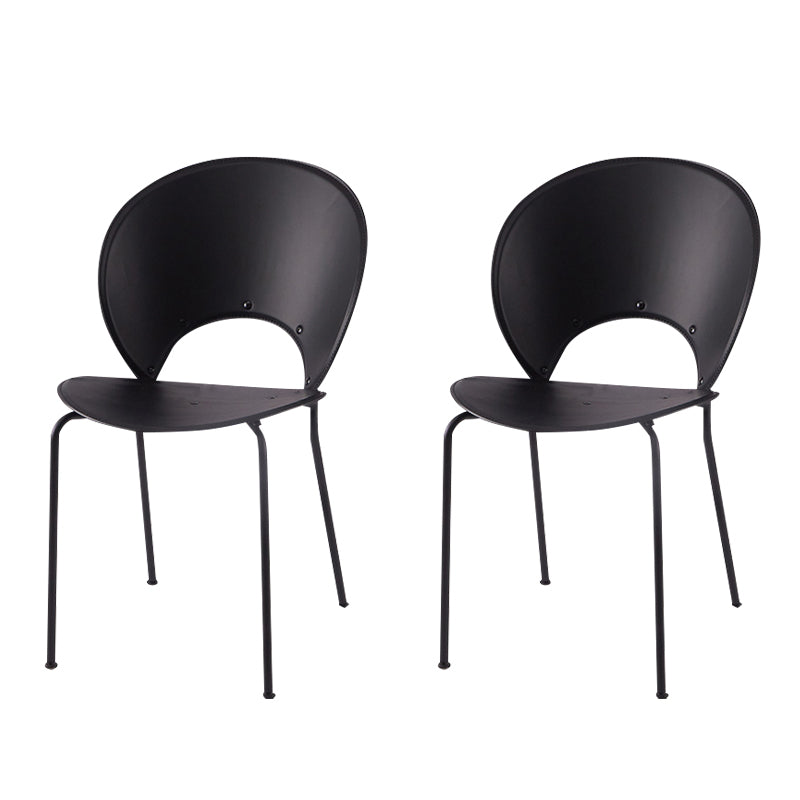 Sillas de comedor de estilo moderno, sillas laterales sin brazos con respaldo abierto y patas de metal para cocina
