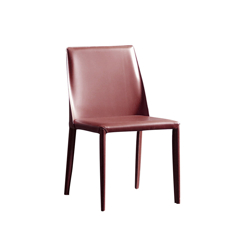 Silla sin brazos de comedor de metal moderno, silla lateral de comedor de cuero para uso en restaurantes