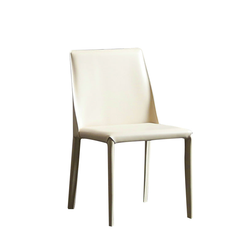 Silla sin brazos de comedor de metal moderno, silla lateral de comedor de cuero para uso en restaurantes