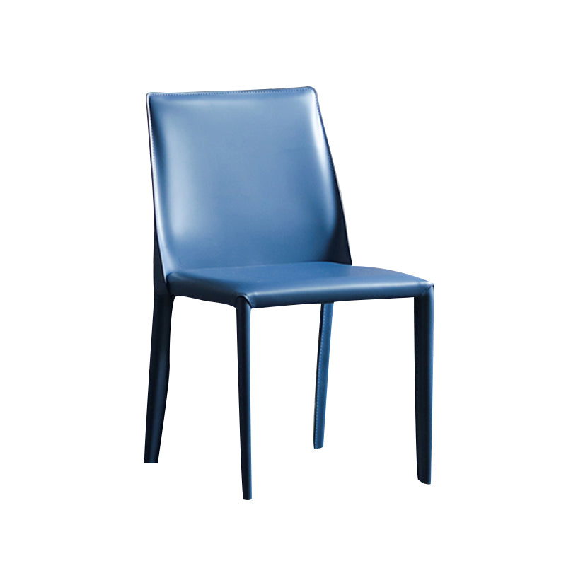 Silla sin brazos de comedor de metal moderno, silla lateral de comedor de cuero para uso en restaurantes