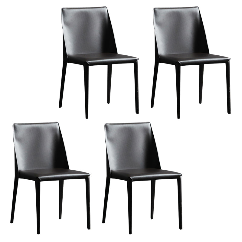 Silla sin brazos de comedor de metal moderno, silla lateral de comedor de cuero para uso en restaurantes