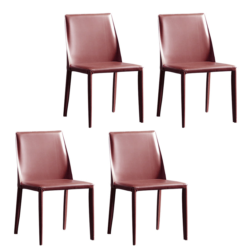Silla sin brazos de comedor de metal moderno, silla lateral de comedor de cuero para uso en restaurantes