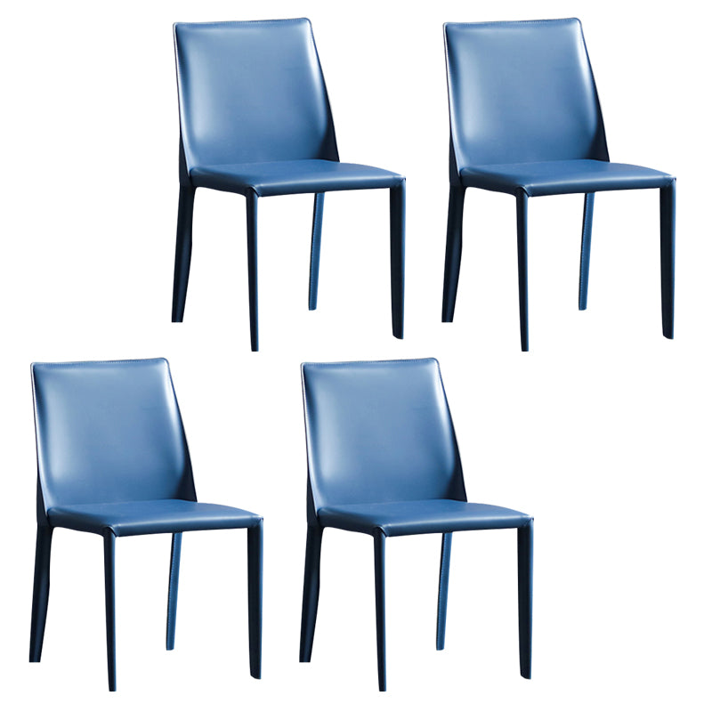Silla sin brazos de comedor de metal moderno, silla lateral de comedor de cuero para uso en restaurantes