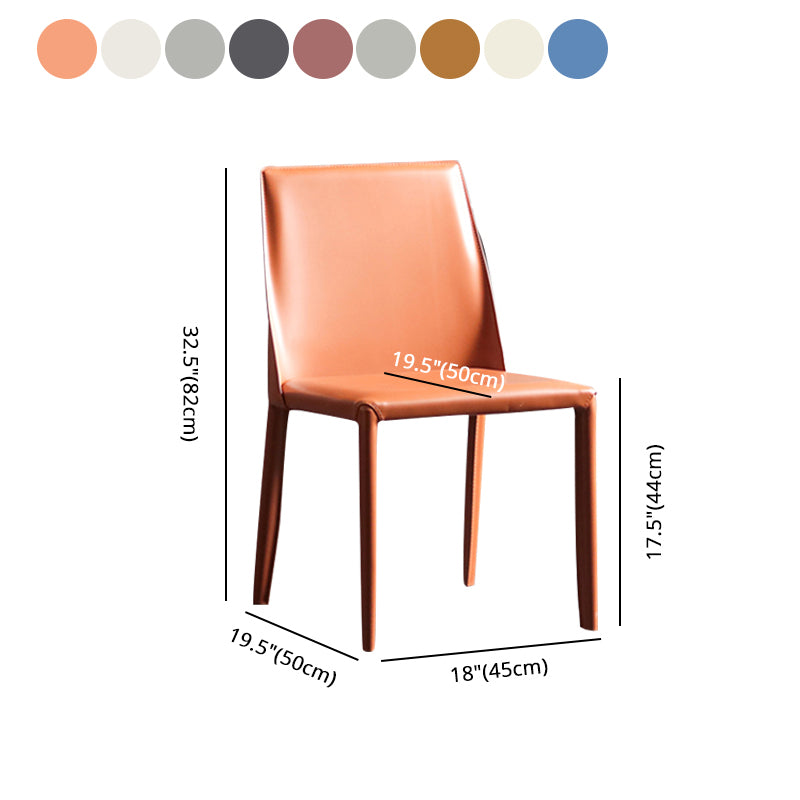Silla sin brazos de comedor de metal moderno, silla lateral de comedor de cuero para uso en restaurantes