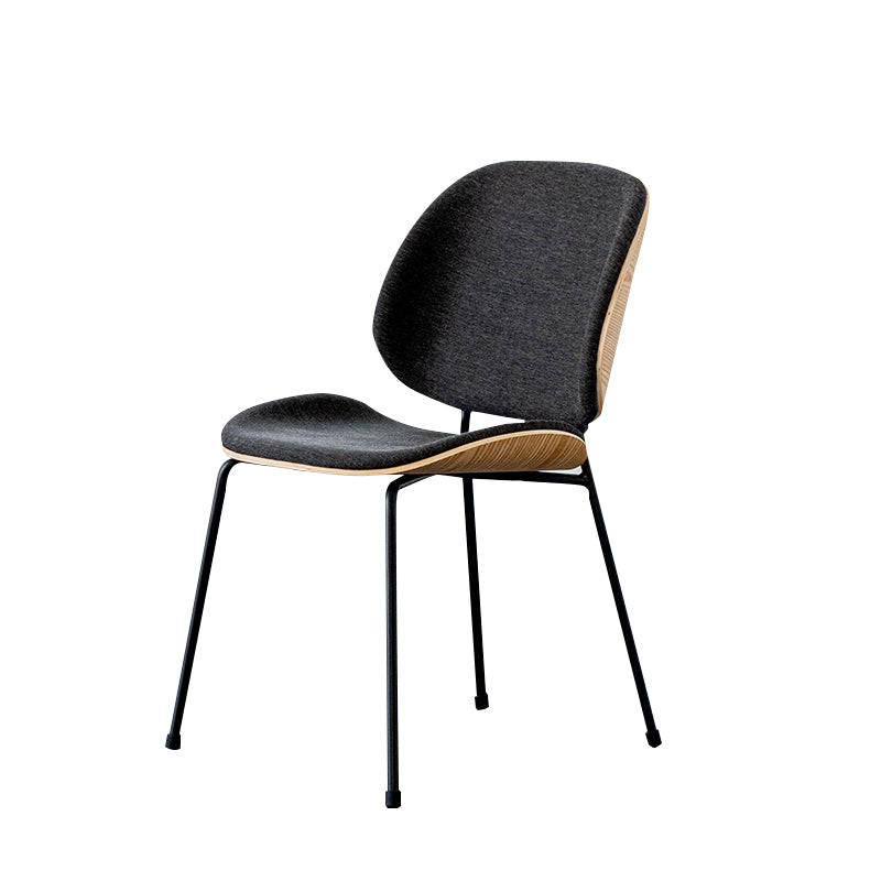 Minimalist Style Linen Fabric Dining Chair Open Back Dining Side Chair for Kitchen