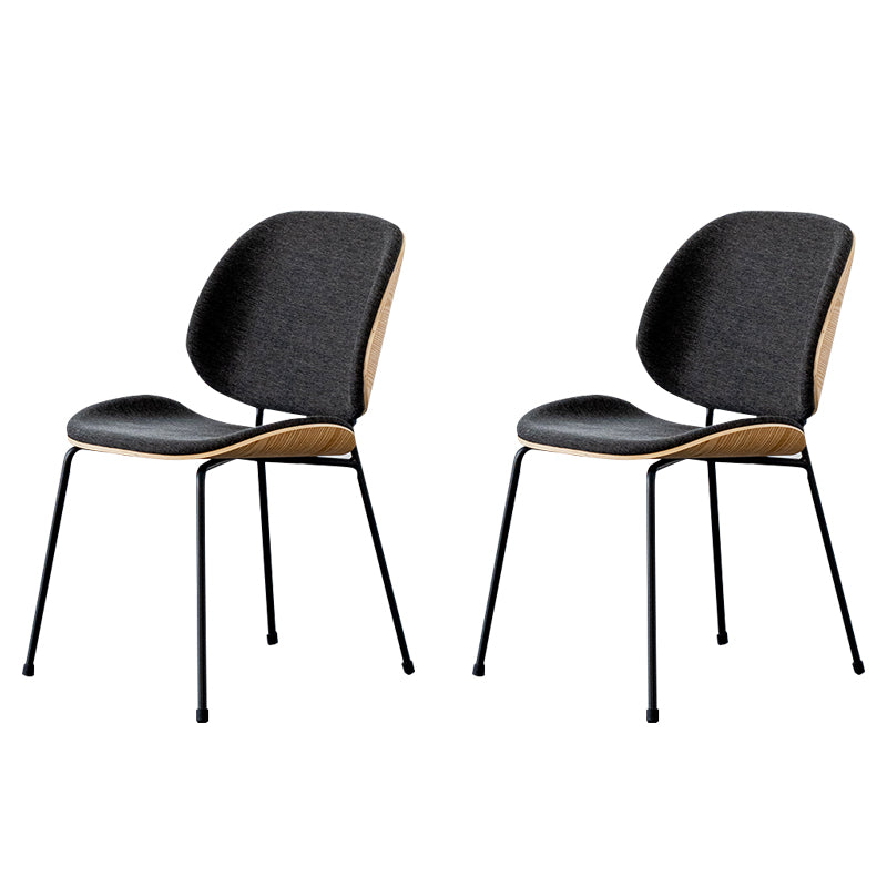 Minimalist Style Linen Fabric Dining Chair Open Back Dining Side Chair for Kitchen