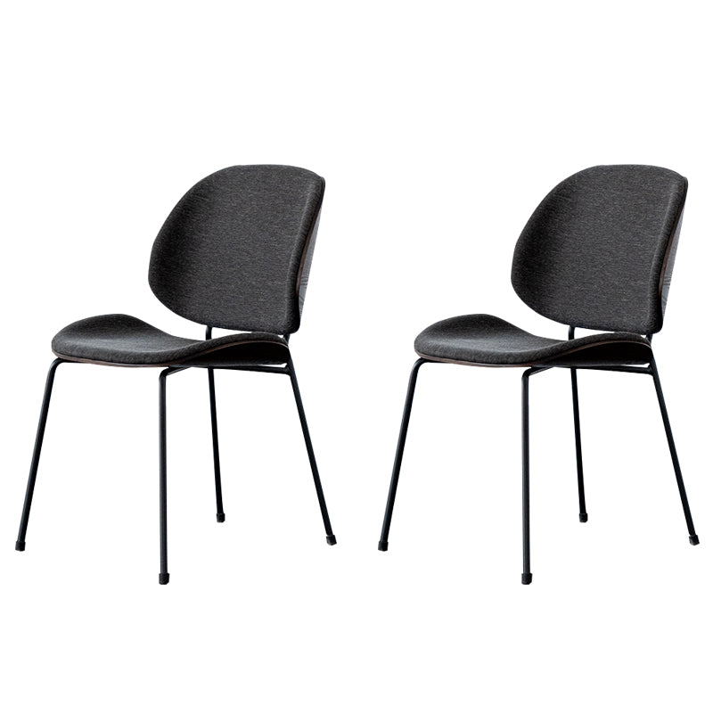 Minimalist Style Linen Fabric Dining Chair Open Back Dining Side Chair for Kitchen