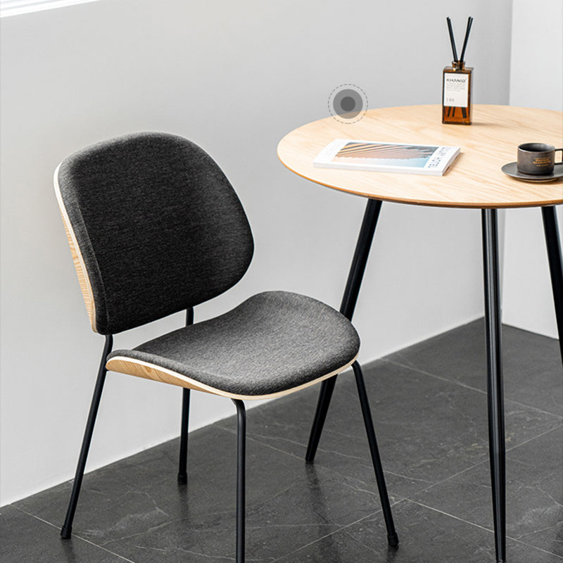 Minimalist Style Linen Fabric Dining Chair Open Back Dining Side Chair for Kitchen
