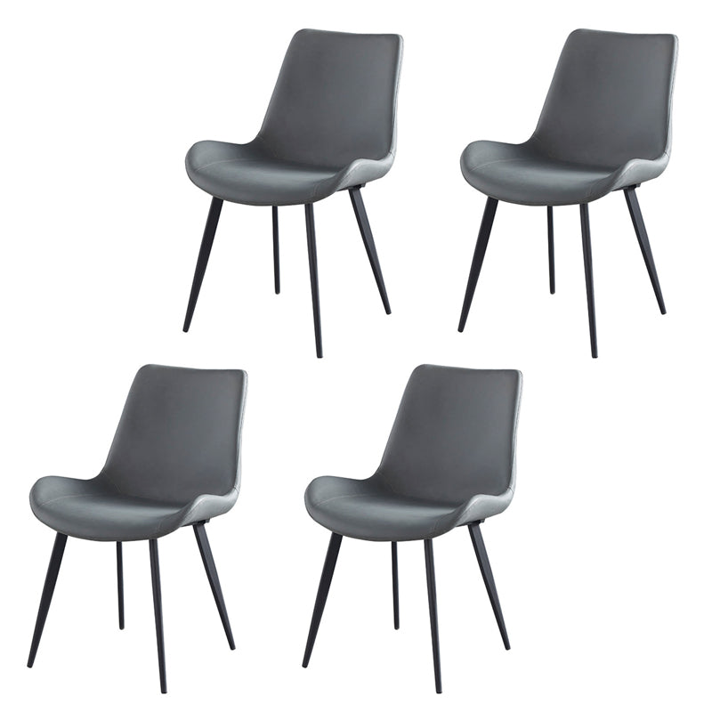 Minimalistische stijl lederen eetkamerstoelen stevige achterstoel stoel voor thuisgebruik