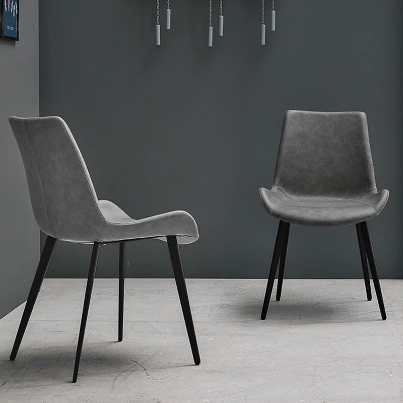 Minimalistische stijl lederen eetkamerstoelen stevige achterstoel stoel voor thuisgebruik