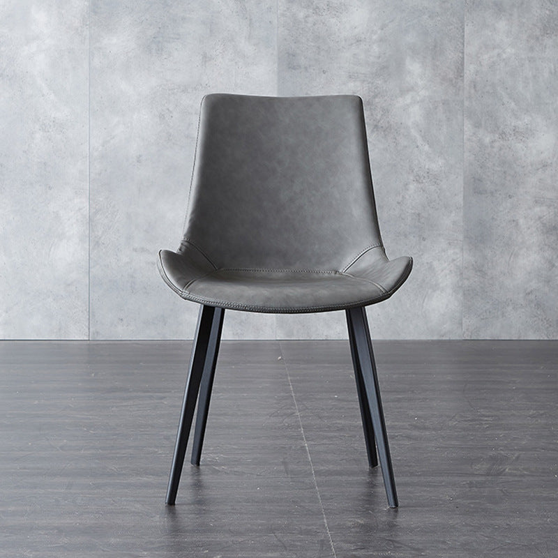 Minimalistische stijl lederen eetkamerstoelen stevige achterstoel stoel voor thuisgebruik