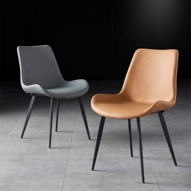 Minimalistische stijl lederen eetkamerstoelen stevige achterstoel stoel voor thuisgebruik