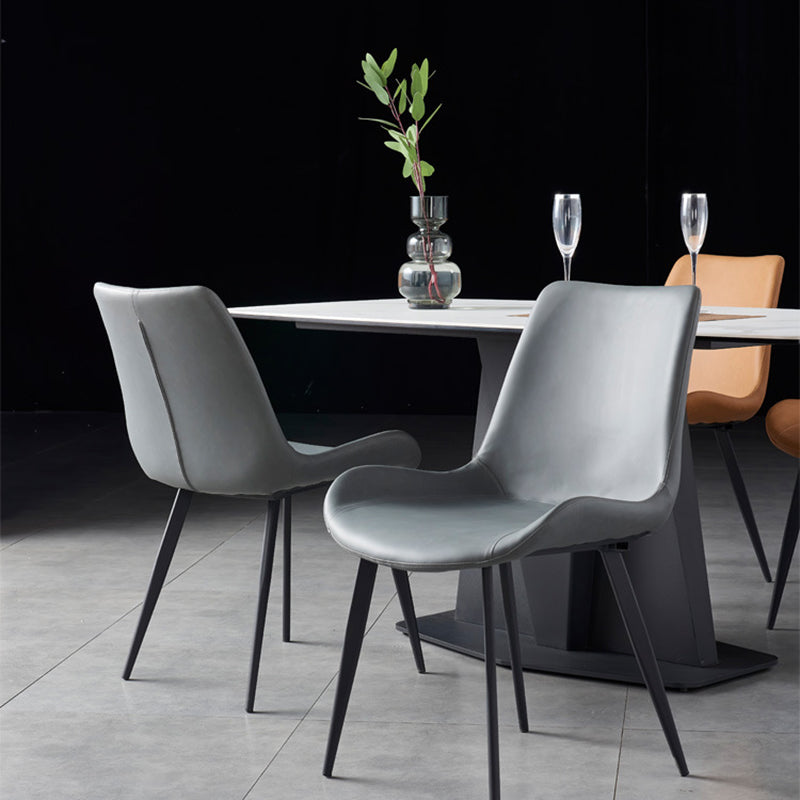 Minimalistische stijl lederen eetkamerstoelen stevige achterstoel stoel voor thuisgebruik