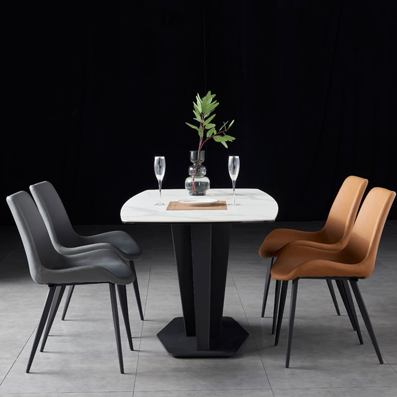 Minimalistische stijl lederen eetkamerstoelen stevige achterstoel stoel voor thuisgebruik