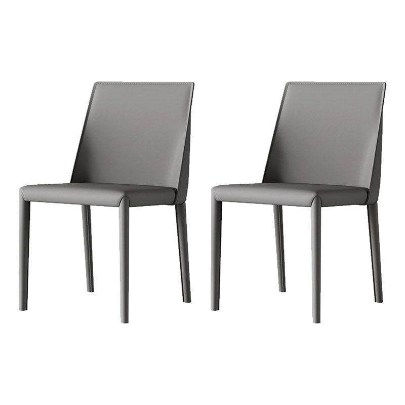 Chaises latérales de salle à manger industrielle en cuir en métal chaise arrière solide (ensemble de 2)