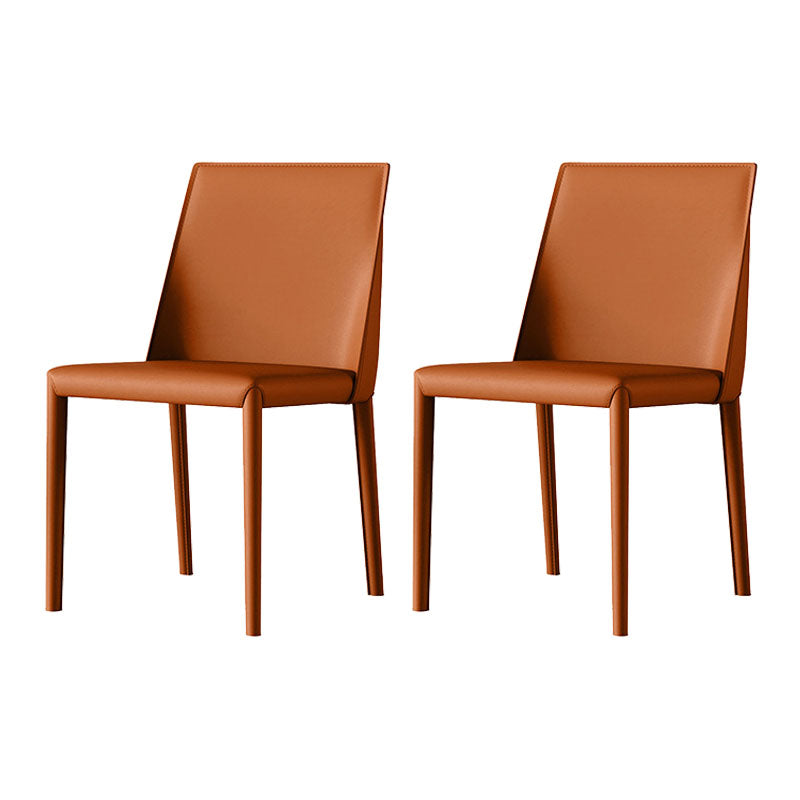 Chaises latérales de salle à manger industrielle en cuir en métal chaise arrière solide (ensemble de 2)